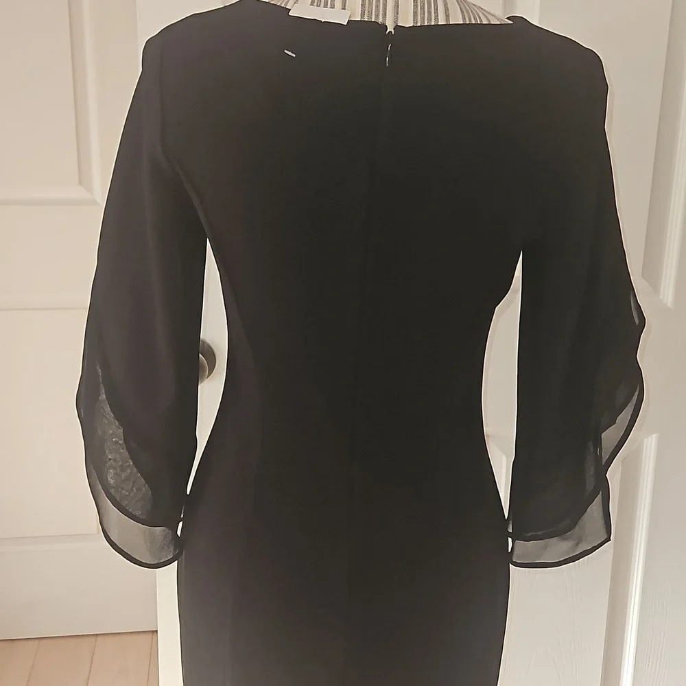 DKNY Women Chiffon Sheath Black Dress Size 2 - Picture 6 of 14